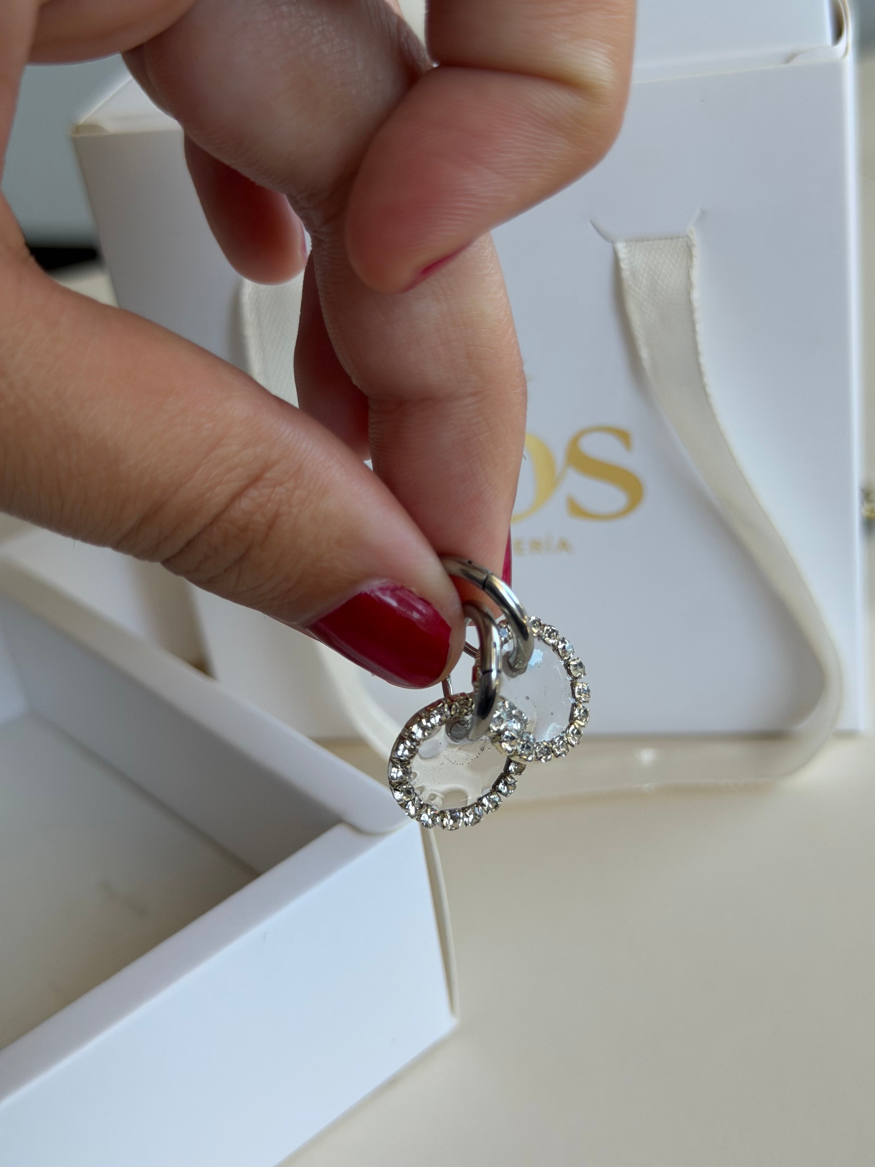 Caravanas STRASS | Transparente plateado