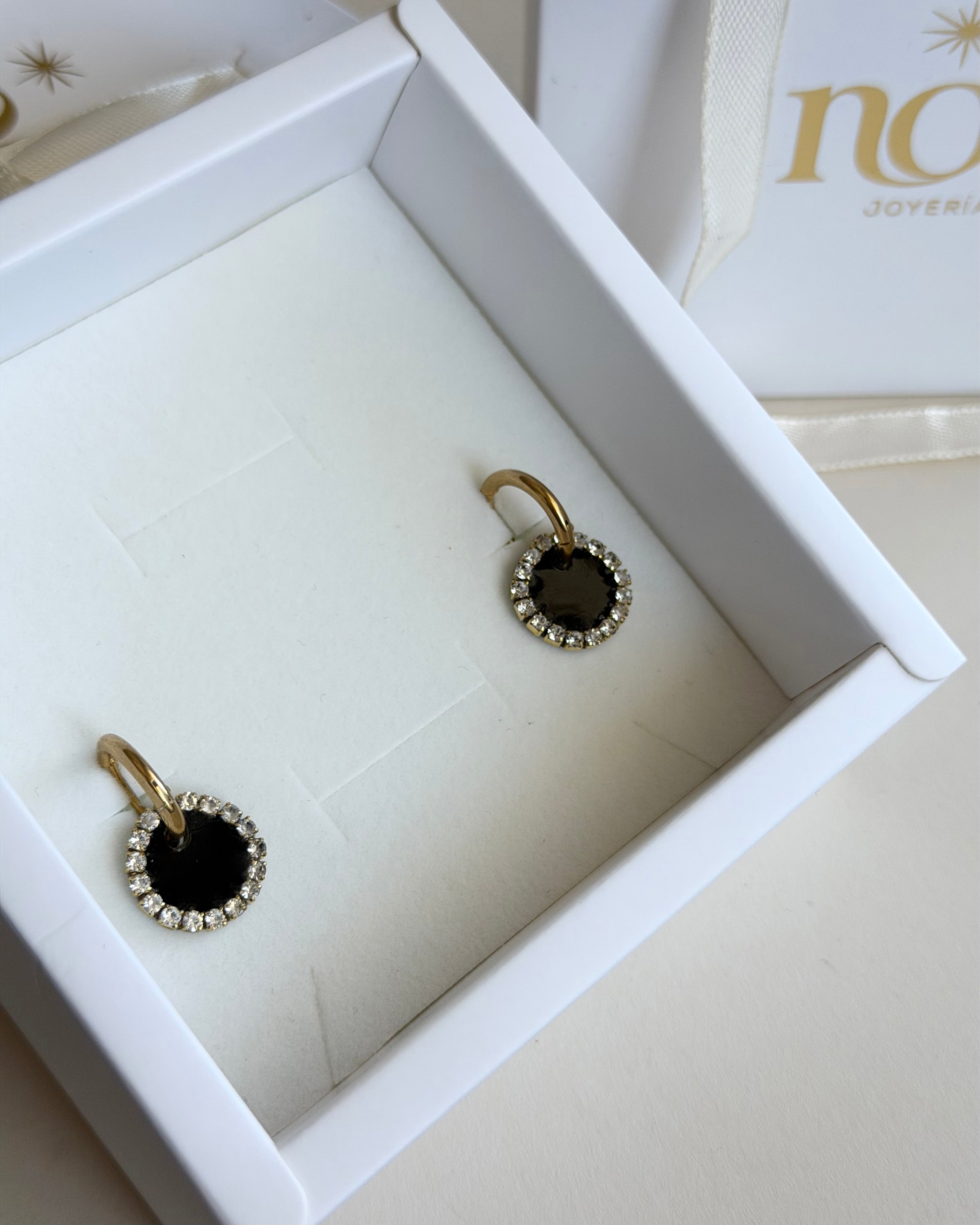 Caravanas STRASS | Negro dorado