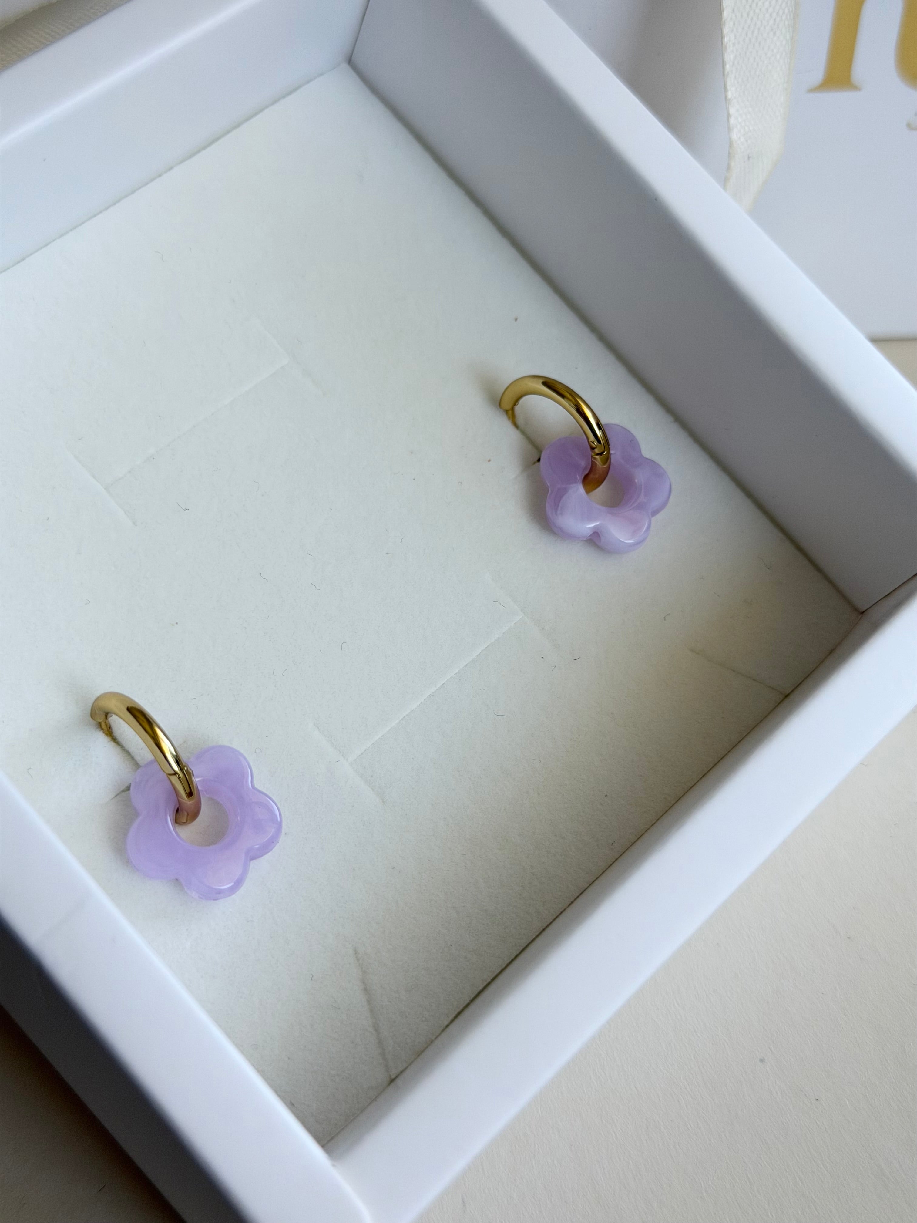Caravanas FLOWER | Lila dorado