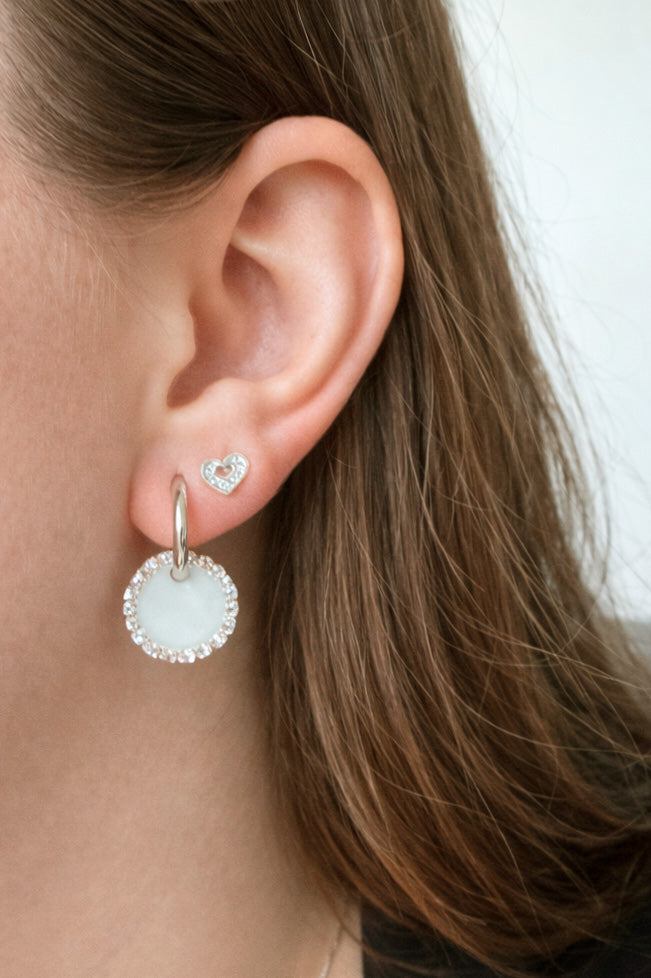Caravanas STRASS | Blanco plateado