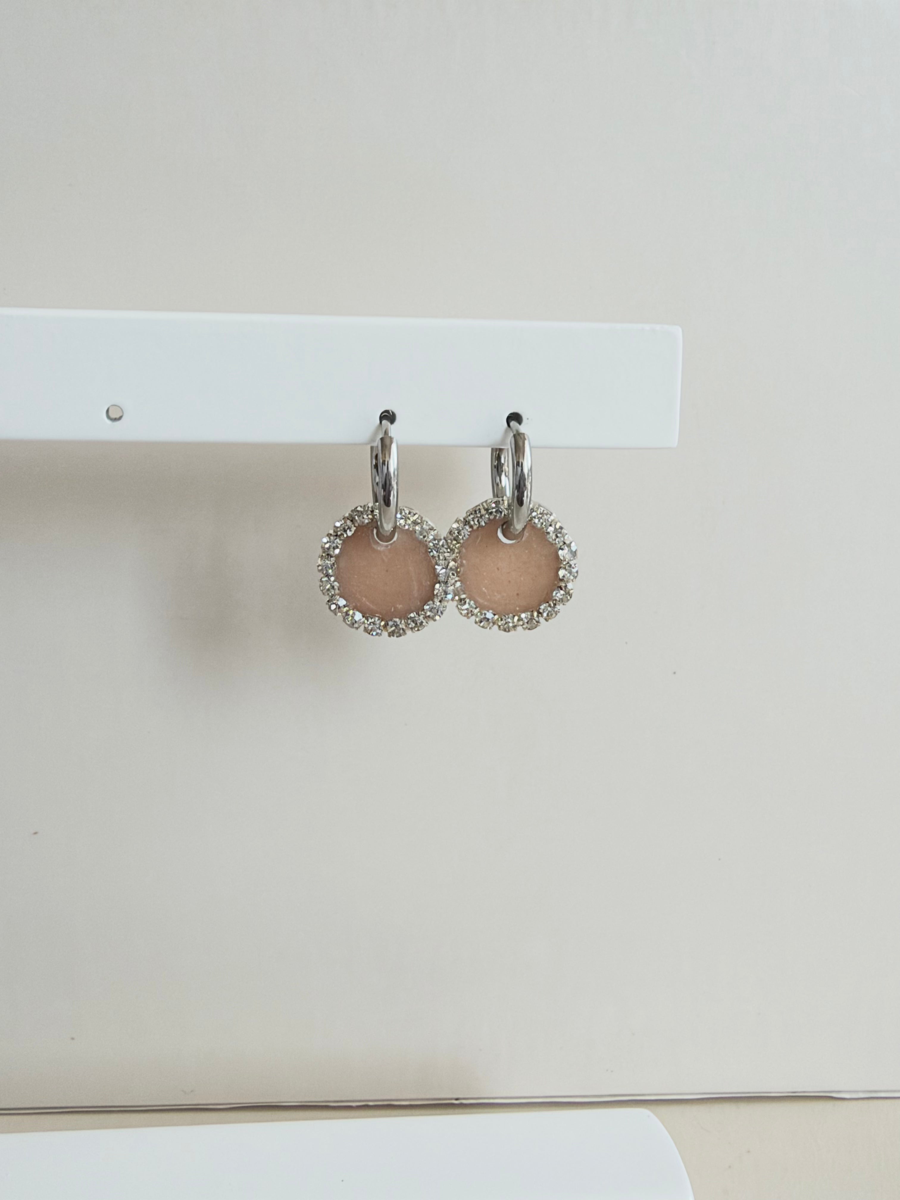 Caravanas STRASS | Beige plateado