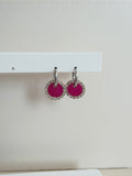 Caravanas STRASS | Fucsia plateado