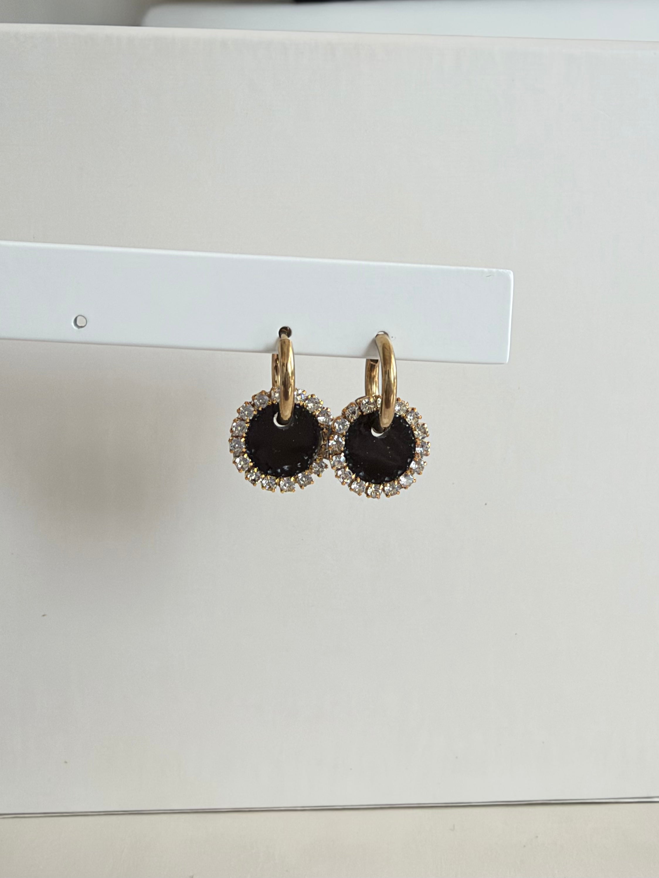 Caravanas STRASS | Negro dorado